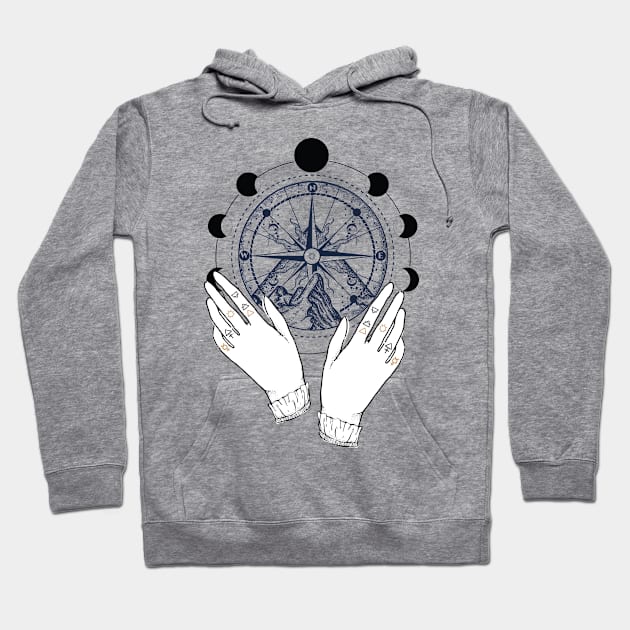 Hands And Compass Hoodie by jobieh shop